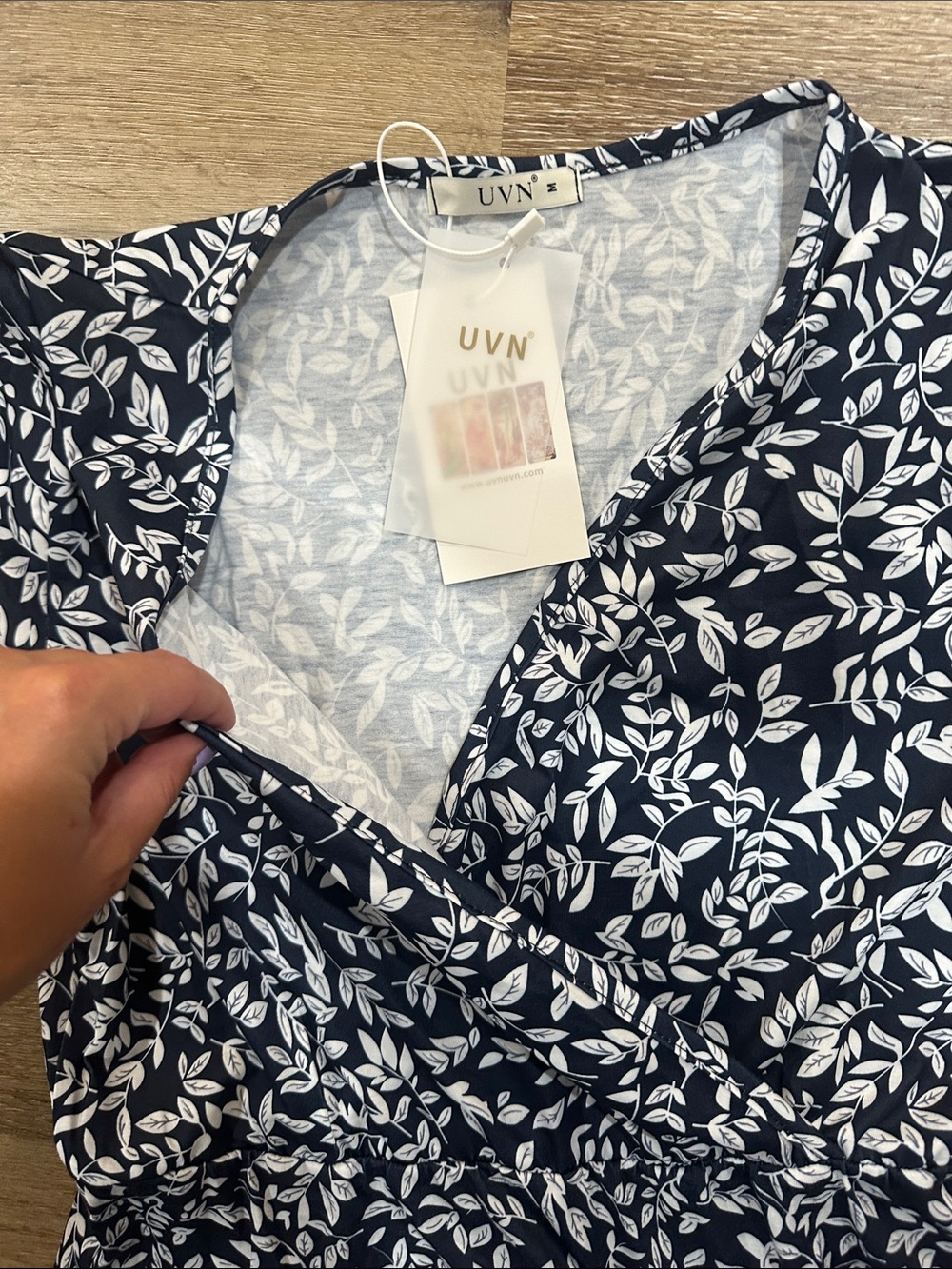 Navy and White Floral womens Dress - Picture 2 of 2